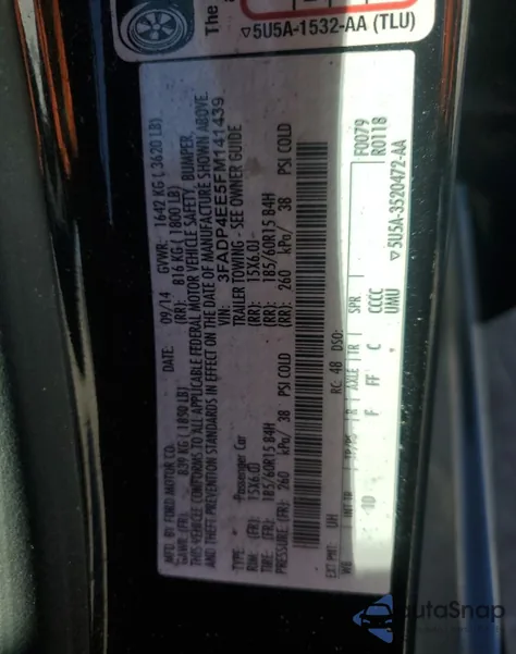 2015 Ford Fiesta Se from USA, damaged, VIN 3FADP4EE5FM141439